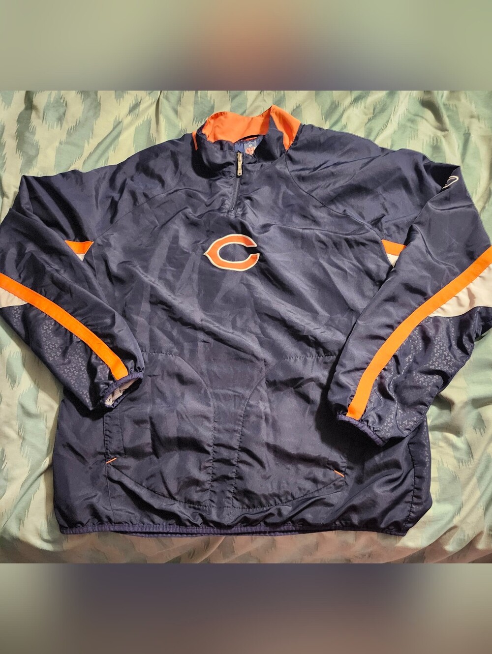 NFL Reebok Chicago Bears Football 1/4 Zip Pullover Windbreaker Men's Size Large